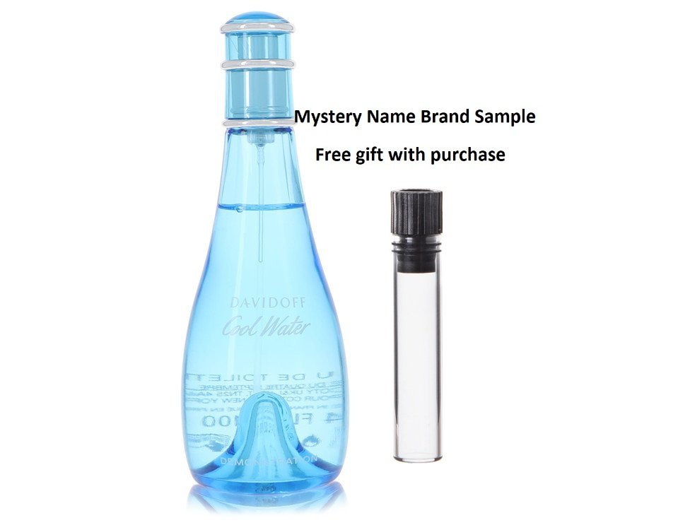 COOL WATER by Davidoff Eau De Toilette Spray (Tester) 3.4 oz And a Mystery Name brand sample vile