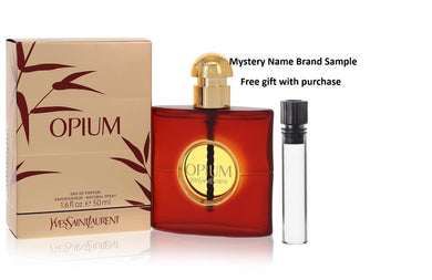 OPIUM by Yves Saint Laurent Eau De Parfum Spray (New Packaging) 1.6 oz And a Mystery Name brand sample vile