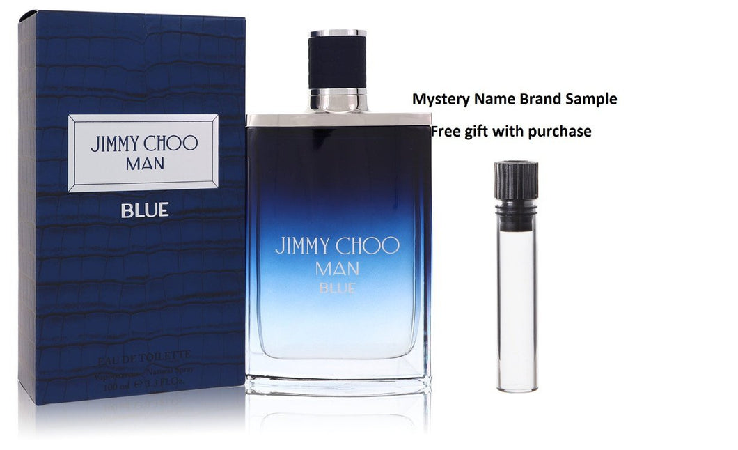 Jimmy Choo Man Blue by Jimmy Choo Eau De Toilette Spray 3.3 oz And a Mystery Name brand sample vile