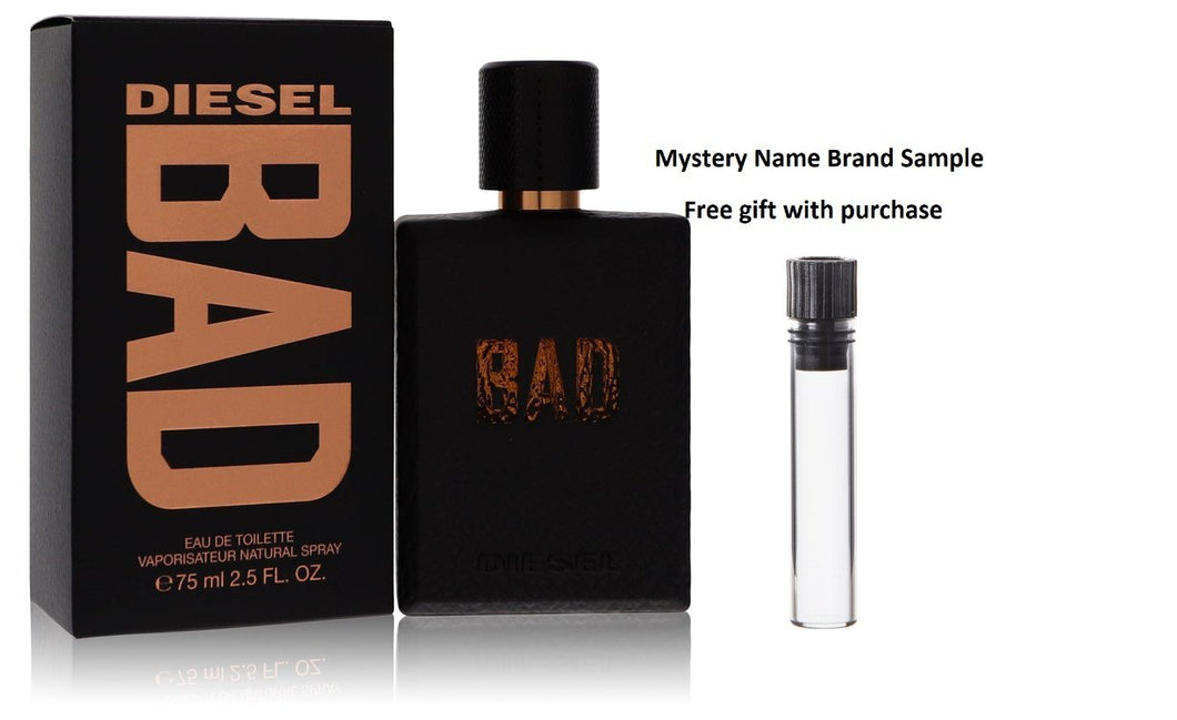 Diesel Bad by Diesel Eau De Toilette Spray   2.5 oz  And a Mystery Name brand sample vile