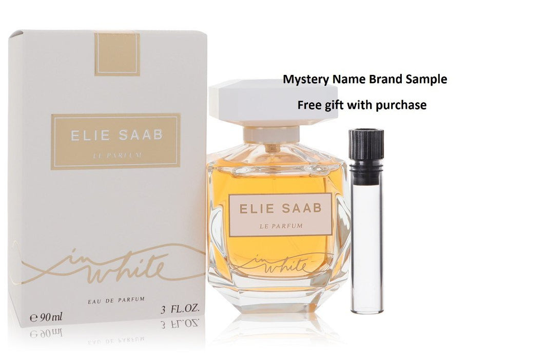Le Parfum Elie Saab In White by Elie Saab Eau De Parfum Spray 3 oz And a Mystery Name brand sample vile