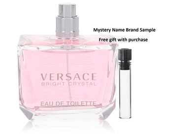 Bright Crystal by Versace Eau De Toilette Spray (Tester) 3 oz And a Mystery Name brand sample vile