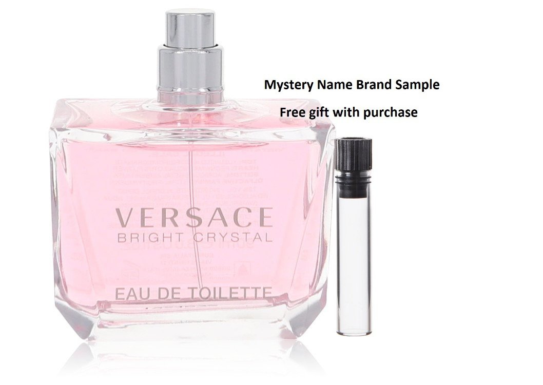 Bright Crystal by Versace Eau De Toilette Spray (Tester) 3 oz And a Mystery Name brand sample vile
