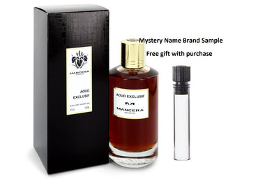 Mancera Aoud Exclusif by Mancera Eau De Parfum Spray (Unisex) 4 oz And a Mystery Name brand sample vile