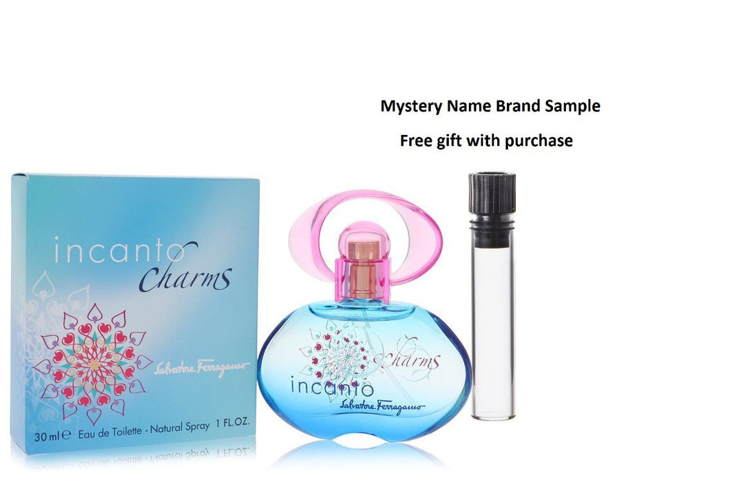 Incanto Charms by Salvatore Ferragamo Eau De Toilette Spray 1 oz And a Mystery Name brand sample vile