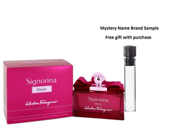 Signorina Ribelle by Salvatore Ferragamo Eau De Parfum Spray 3.4 oz And a Mystery Name brand sample vile