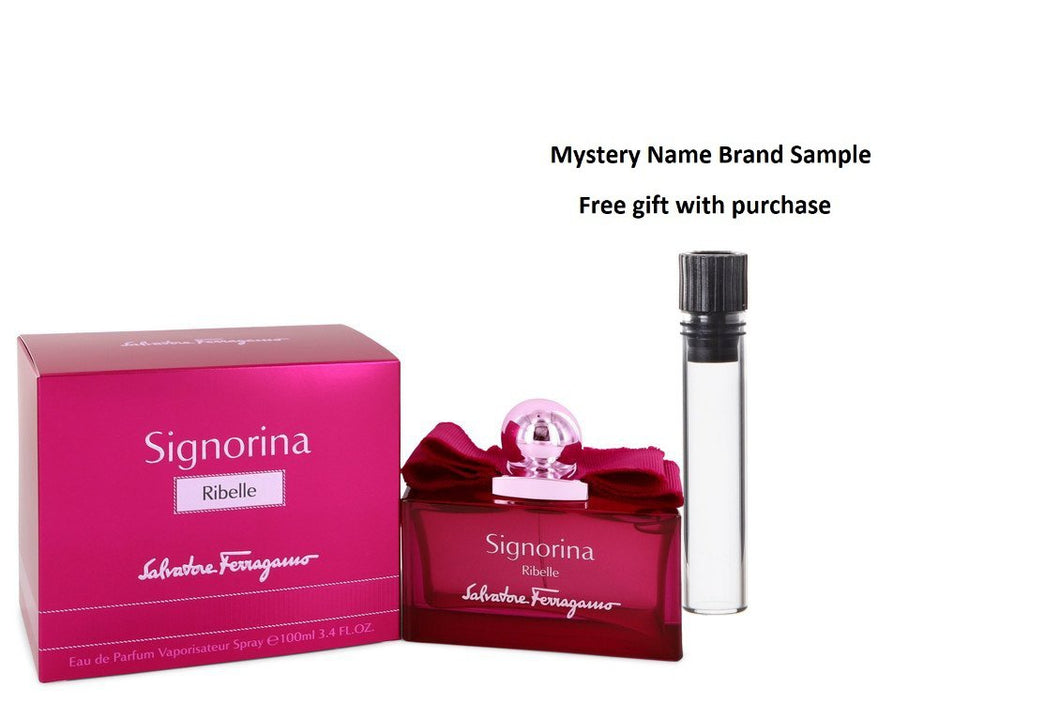 Signorina Ribelle by Salvatore Ferragamo Eau De Parfum Spray 3.4 oz And a Mystery Name brand sample vile