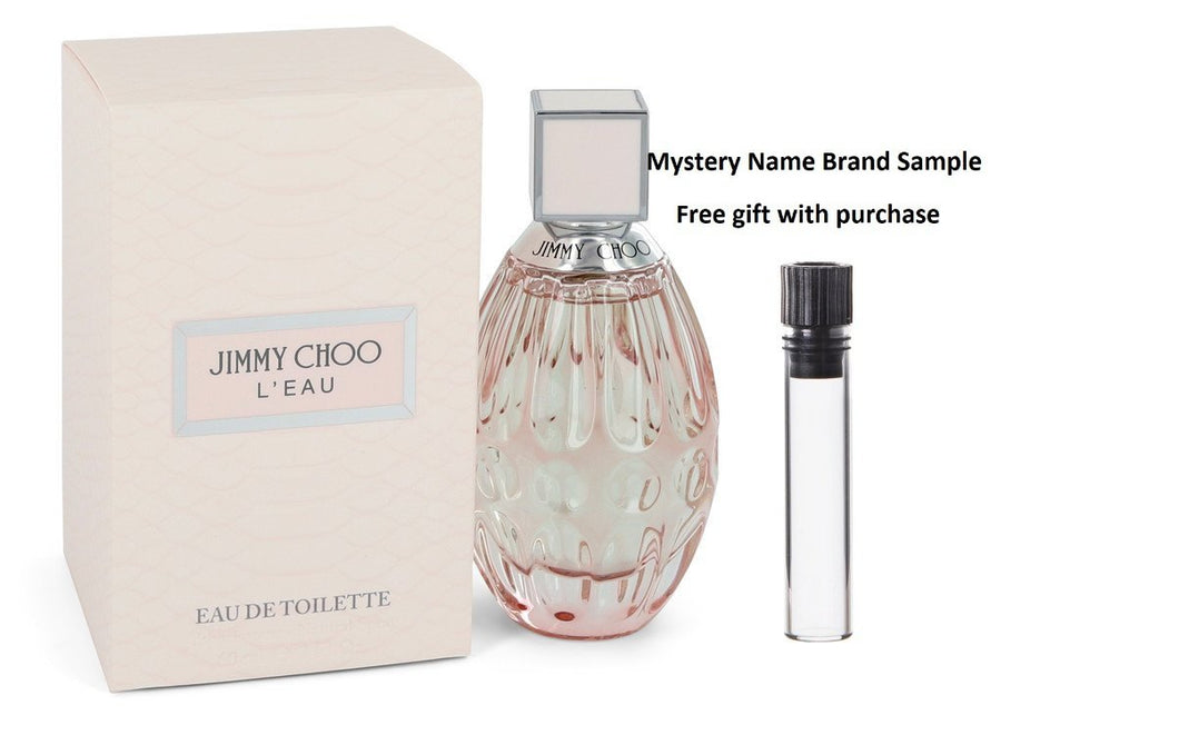 Jimmy Choo L'eau by Jimmy Choo Eau De Toilette Spray 2 oz And a Mystery Name brand sample vile