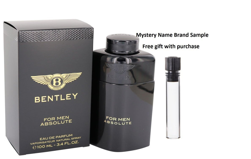Bentley Absolute by Bentley Eau De Parfum Spray 3.4 oz And a Mystery Name brand sample vile