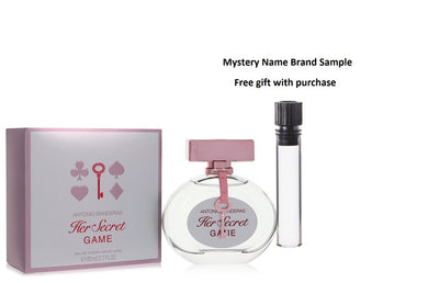 Her Secret Game by Antonio Banderas Eau De Toilette Spray 2.7 oz And a Mystery Name brand sample vile