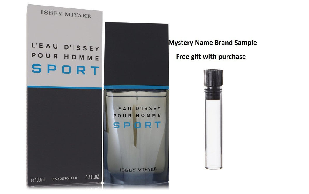 L'eau D'Issey Pour Homme Sport by Issey Miyake Eau De Toilette Spray 3.4 oz And a Mystery Name brand sample vile