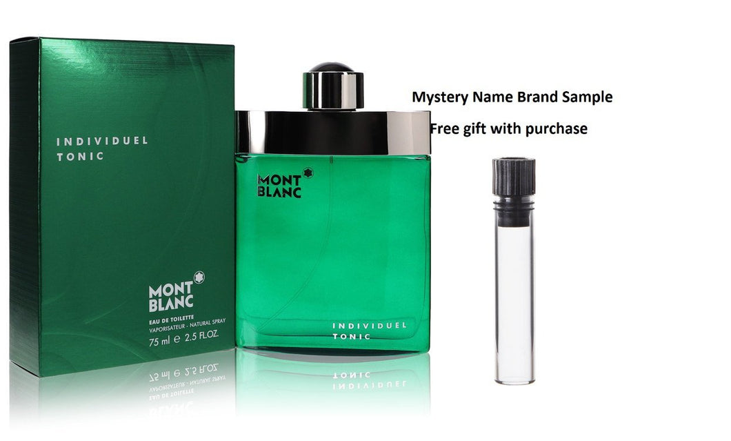 Individuel Tonic by Mont Blanc Eau De Toilette Spray 2.5 oz And a Mystery Name brand sample vile