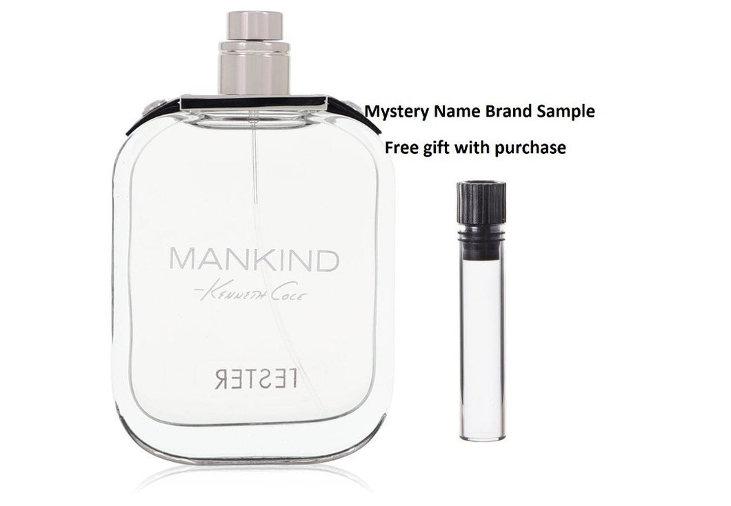 Kenneth Cole Mankind by Kenneth Cole Eau De Toilette Spray (Tester) 3.4 oz And a Mystery Name brand sample vile
