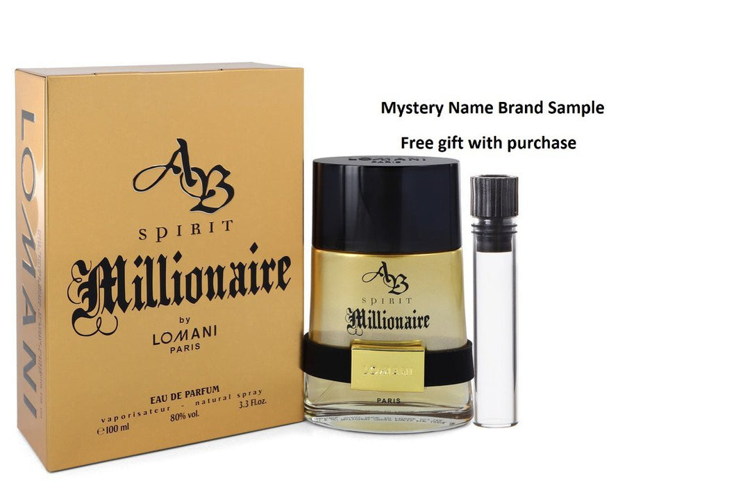 Spirit Millionaire by Lomani Eau De Parfum Spray 3.3 oz  And a Mystery Name brand sample vile