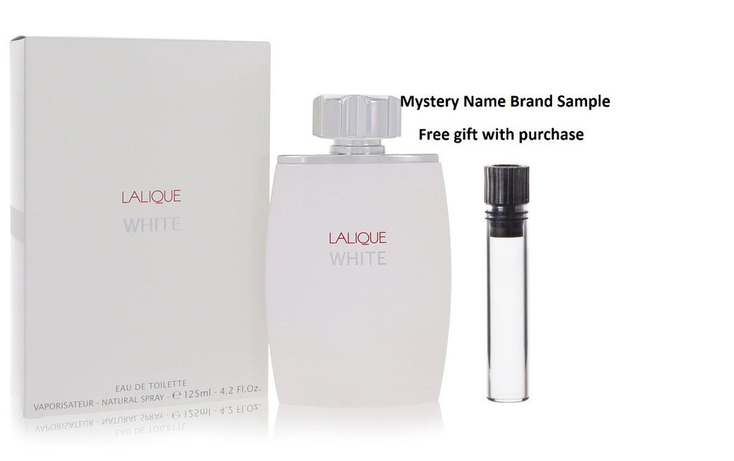 Lalique White by Lalique Eau De Toilette Spray 4.2 oz And a Mystery Name brand sample vile
