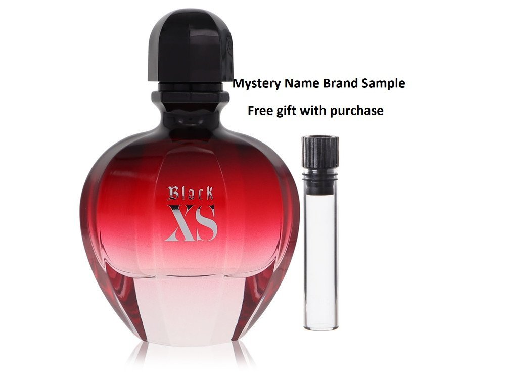 Black XS by Paco Rabanne Eau De Parfum Spray (New Packaging Tester) 2.7 oz And a Mystery Name brand sample vile