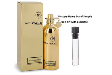 Montale Aoud Queen Roses by Montale Eau De Parfum Spray (Unisex) 3.4 oz And a Mystery Name brand sample vile