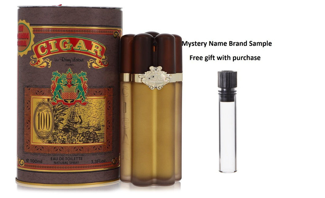CIGAR by Remy Latour Eau De Toilette Spray 3.4 oz And a Mystery Name brand sample vile