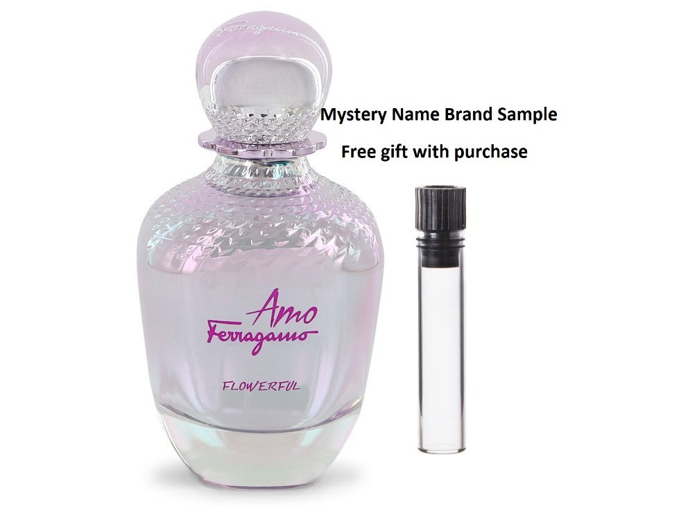 Amo Flowerful by Salvatore Ferragamo Eau De Toilette Spray (Tester) 3.4 oz And a Mystery Name brand sample vile