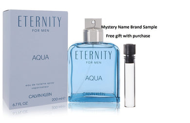 Eternity Aqua by Calvin Klein Eau De Toilette Spray 6.7 oz And a Mystery Name brand sample vile