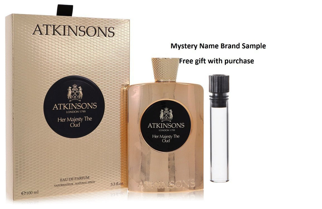 Her Majesty The Oud by Atkinsons Eau De Parfum Spray 3.3 oz And a Mystery Name brand sample vile