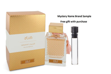 Rasasi Qasamat Morhaf by Rasasi Eau De Parfum Spray (Unisex) 2.2 oz And a Mystery Name brand sample vile