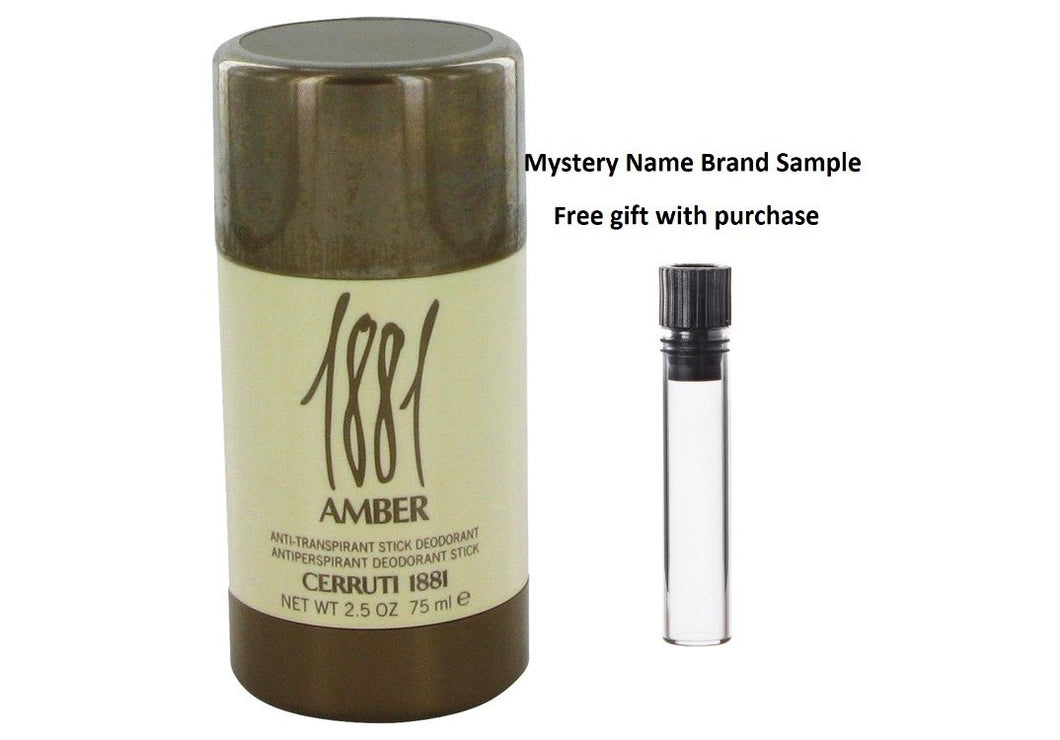 1881 Amber by Nino Cerruti Deodorant Stick 2.5 oz And a Mystery Name brand sample vile