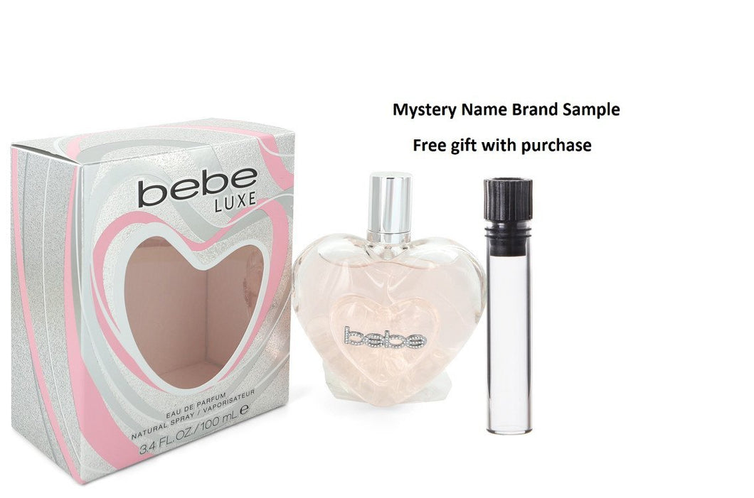 Bebe Luxe by Bebe Eau De Parfum Spray 3.4 oz And a Mystery Name brand sample vile