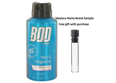 Bod Man Blue Surf by Parfums De Coeur Body spray 4 oz And a Mystery Name brand sample vile