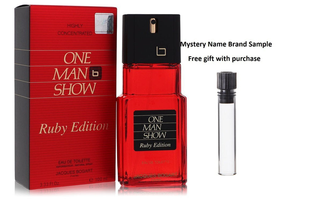 One Man Show Ruby by Jacques Bogart Eau De Toilette Spray 3.3 oz And a Mystery Name brand sample vile