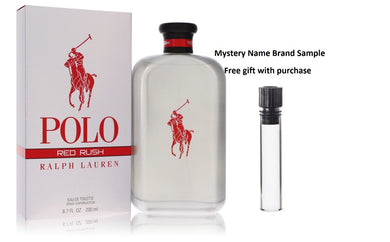 Polo Red Rush by Ralph Lauren Eau De Toilette Spray 6.7 oz And a Mystery Name brand sample vile