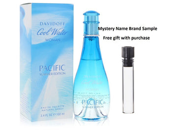 Cool Water Pacific Summer by Davidoff Eau De Toilette Spray 3.4 oz And a Mystery Name brand sample vile