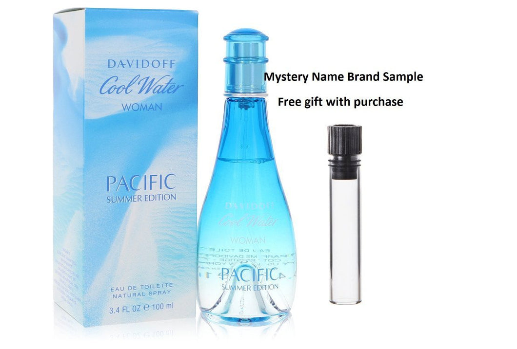 Cool Water Pacific Summer by Davidoff Eau De Toilette Spray 3.4 oz And a Mystery Name brand sample vile