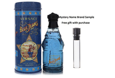 BLUE JEANS by Versace Eau De Toilette Spray (New Packaging) 2.5 oz And a Mystery Name brand sample vile