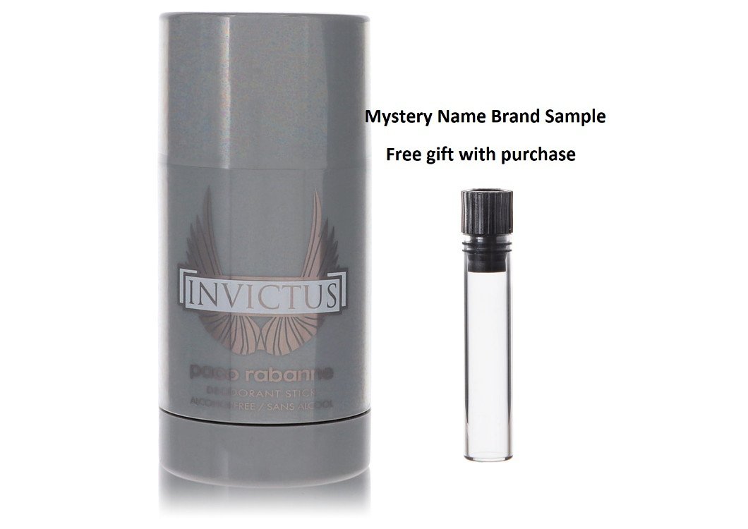 Invictus by Paco Rabanne Deodorant Stick 2.5 oz And a Mystery Name brand sample vile