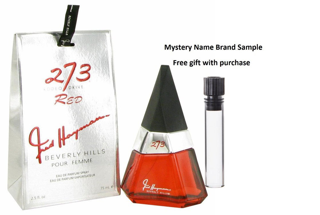 273 Red by Fred Hayman Eau De Parfum Spray 2.5 oz And a Mystery Name brand sample vile