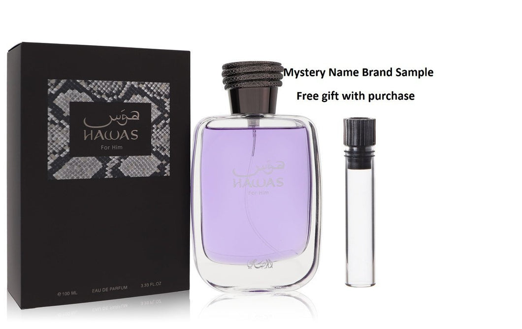 Hawas by Rasasi Eau De Parfum Spray 3.33 oz And a Mystery Name brand sample vile