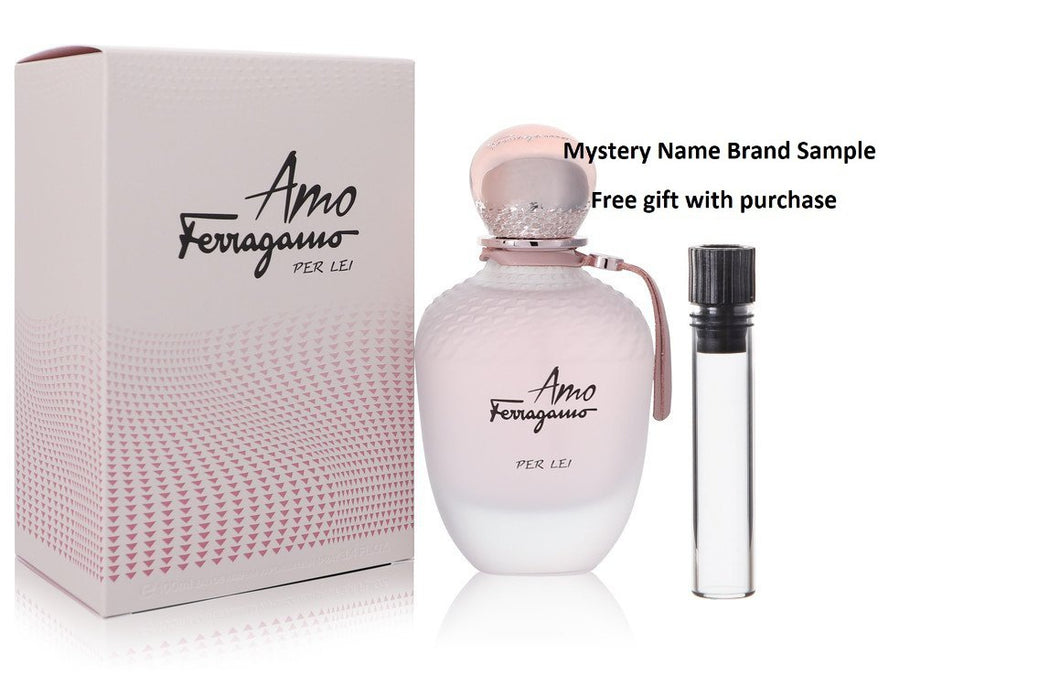 Amo Ferragamo Per Lei by Salvatore Ferragamo Eau De Parfum Spray 3.4 oz And a Mystery Name brand sample vile