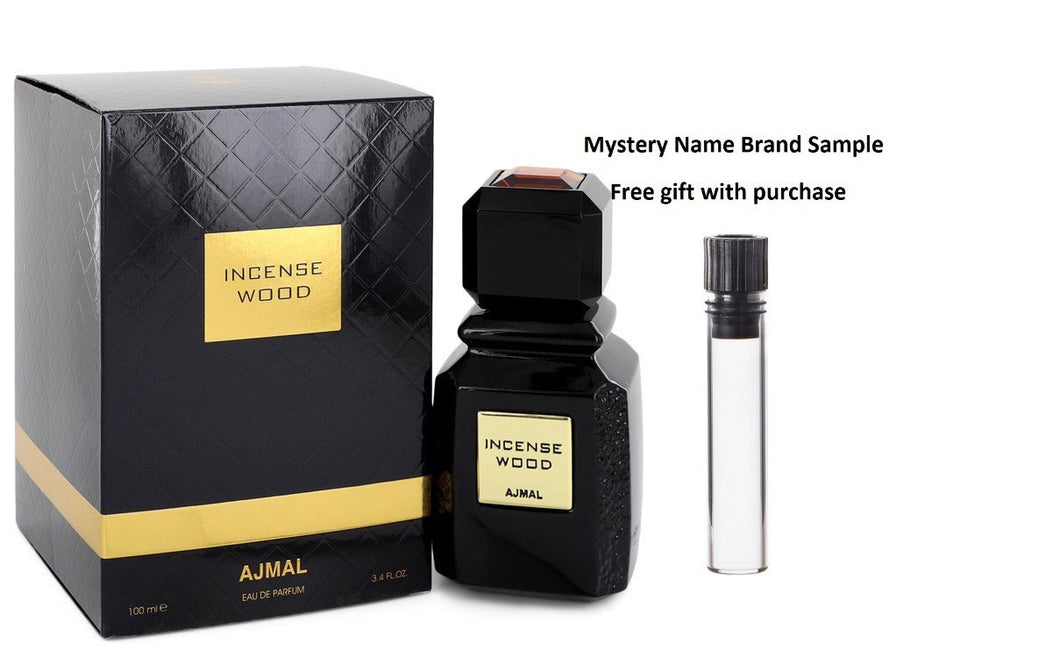 Ajmal Incense Wood by Ajmal Eau De Parfum Spray (Unisex) 3.4 oz And a Mystery Name brand sample vile