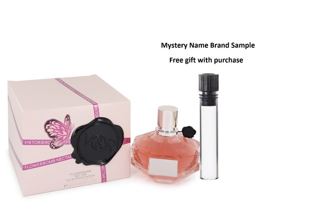 Flowerbomb Nectar by Viktor & Rolf Eau De Parfum Intense Spray 3.04 oz And a Mystery Name brand sample vile