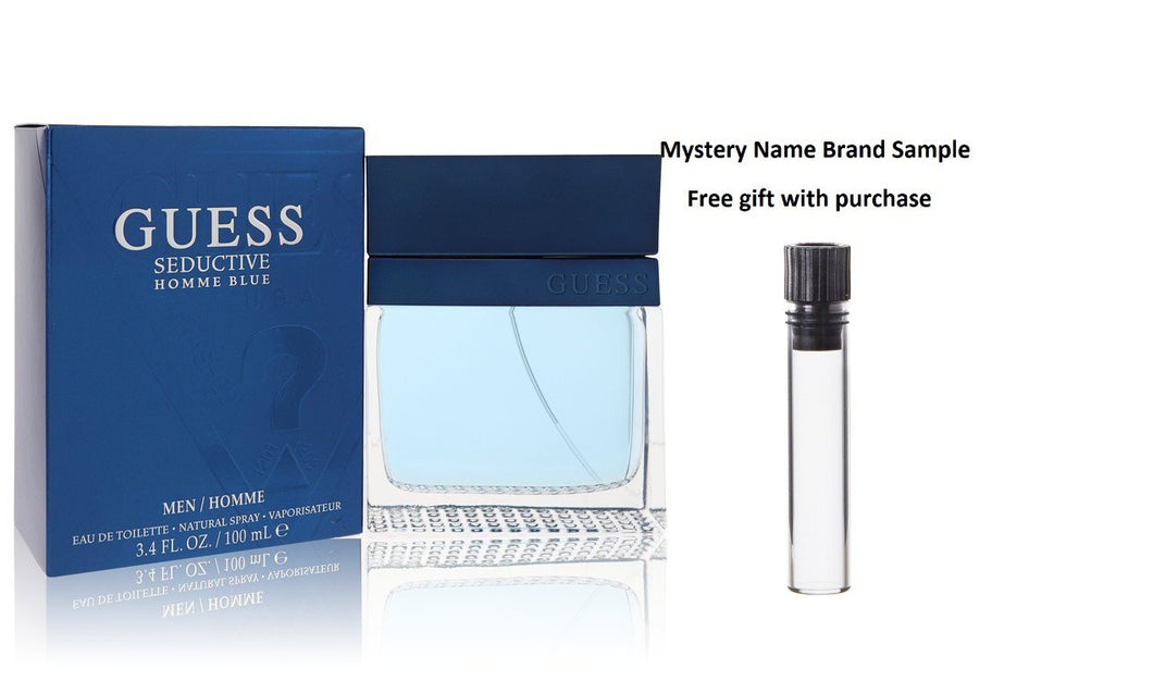 Guess Seductive Homme Blue by Guess Eau De Toilette Spray 3.4 oz And a Mystery Name brand sample vile