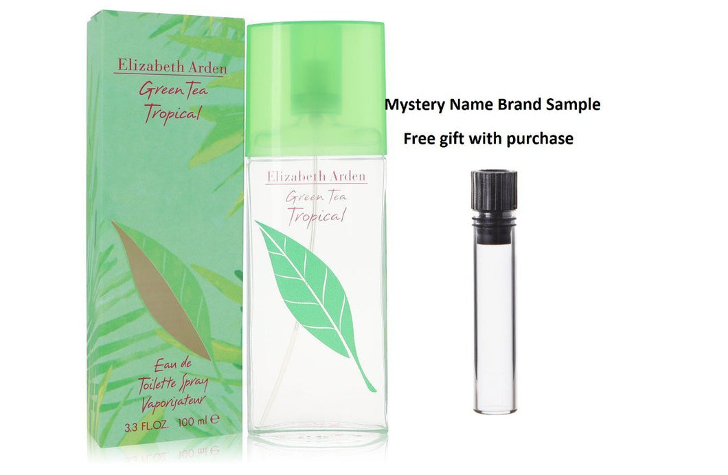 Green Tea Tropical by Elizabeth Arden Eau De Toilette Spray 3.3 oz And a Mystery Name brand sample vile