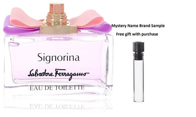 Signorina by Salvatore Ferragamo Eau De Toilette Spray (Tester) 3.4 oz And a Mystery Name brand sample vile