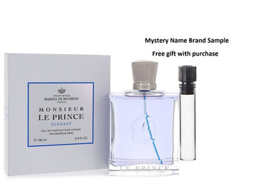 Monsieur Le Prince Elegant by Marina De Bourbon Eau De Parfum Spray 3.4 oz And a Mystery Name brand sample vile