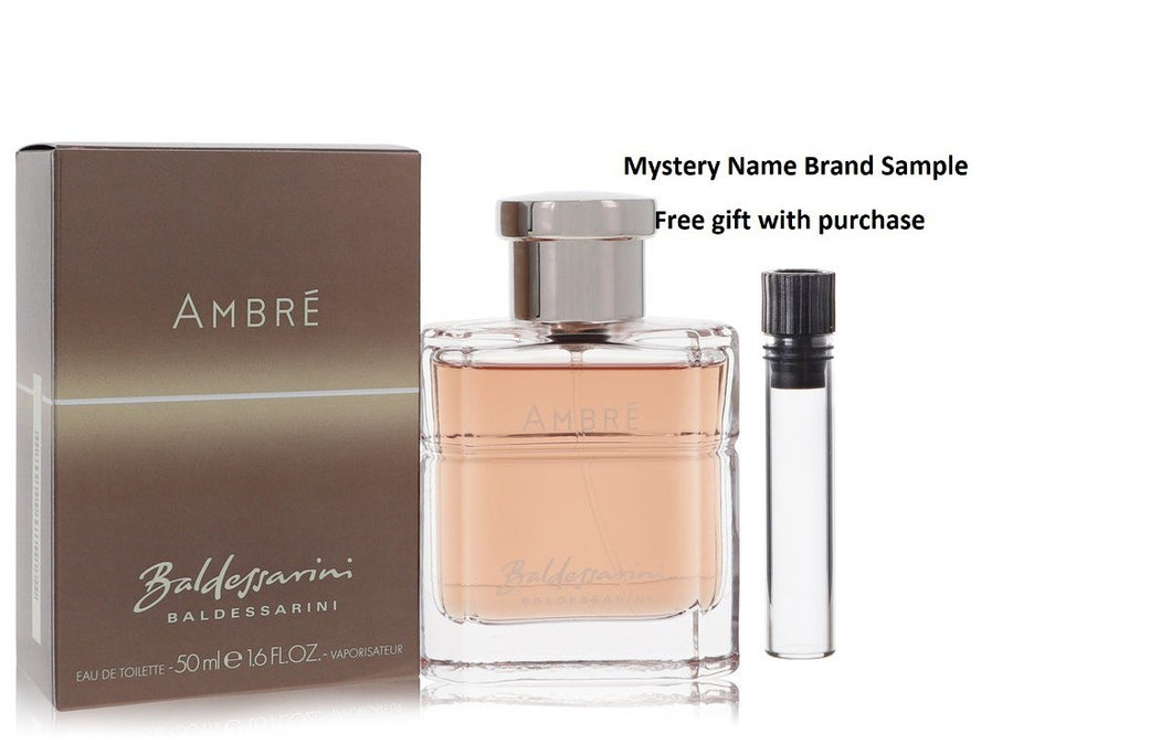 Baldessarini Ambre by Hugo Boss Eau De Toilette Spray 1.7 oz And a Mystery Name brand sample vile