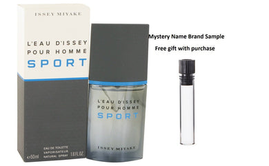 L'eau D'Issey Pour Homme Sport by Issey Miyake Eau De Toilette Spray 1.7 oz And a Mystery Name brand sample vile