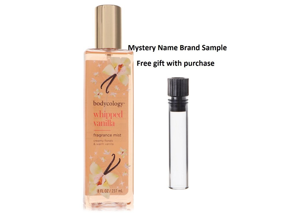 Bodycology Whipped Vanilla by Bodycology Fragrance Mist 8 oz And a Mystery Name brand sample vile