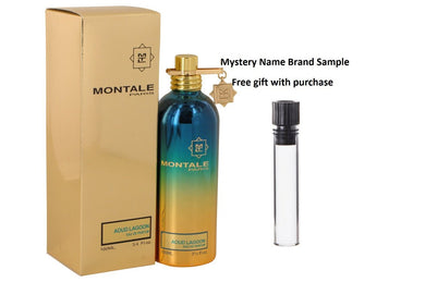 Montale Aoud Lagoon by Montale Eau De Parfum Spray (Unisex) 3.4 oz And a Mystery Name brand sample vile
