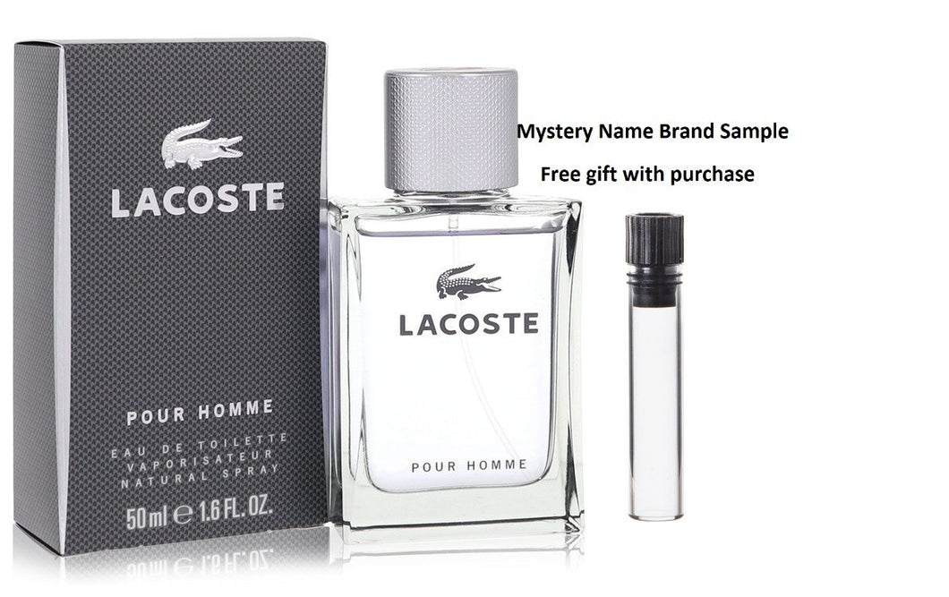 Lacoste Pour Homme by Lacoste Eau De Toilette Spray 1.6 oz And a Mystery Name brand sample vile