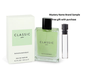 Banana Republic Classic Green by Banana Republic Eau De Parfum Spray (Unisex) 4.2 oz And a Mystery Name brand sample vile